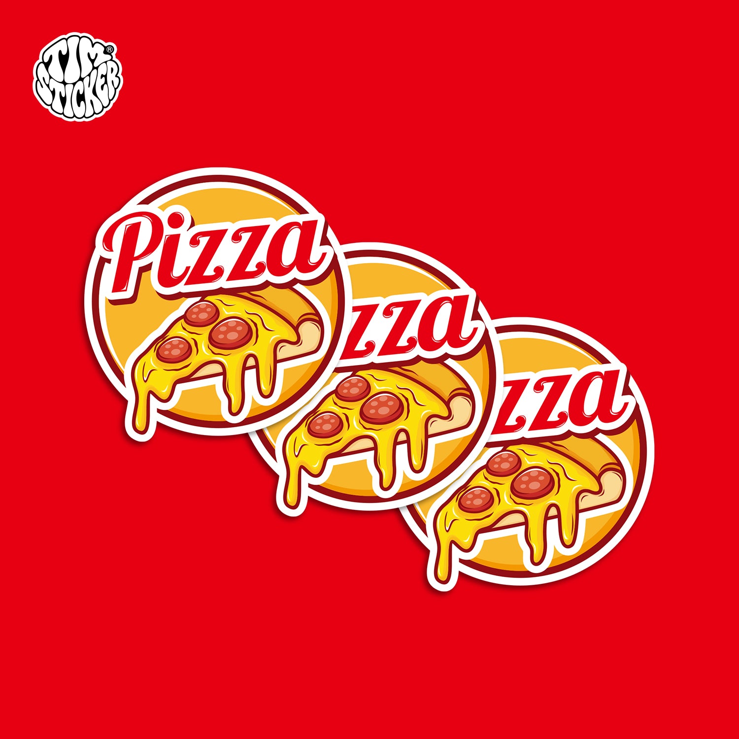 Pizza Cartoon Sticker – Fun Food Style Decal with 3M Adhesive for Cups, Laptops & Windows, 3 PCS, Not Reusable TIM STICKER®