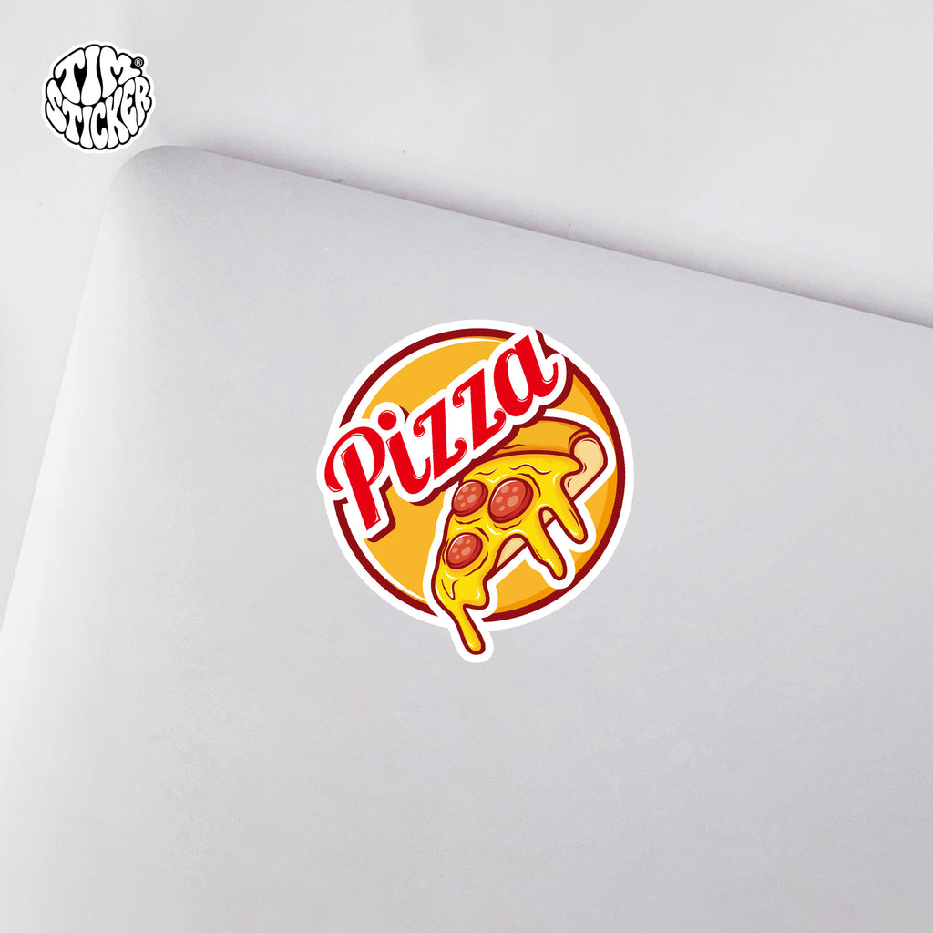 Pizza Cartoon Sticker – Fun Food Style Decal with 3M Adhesive for Cups, Laptops & Windows, 3 PCS, Not Reusable TIM STICKER®