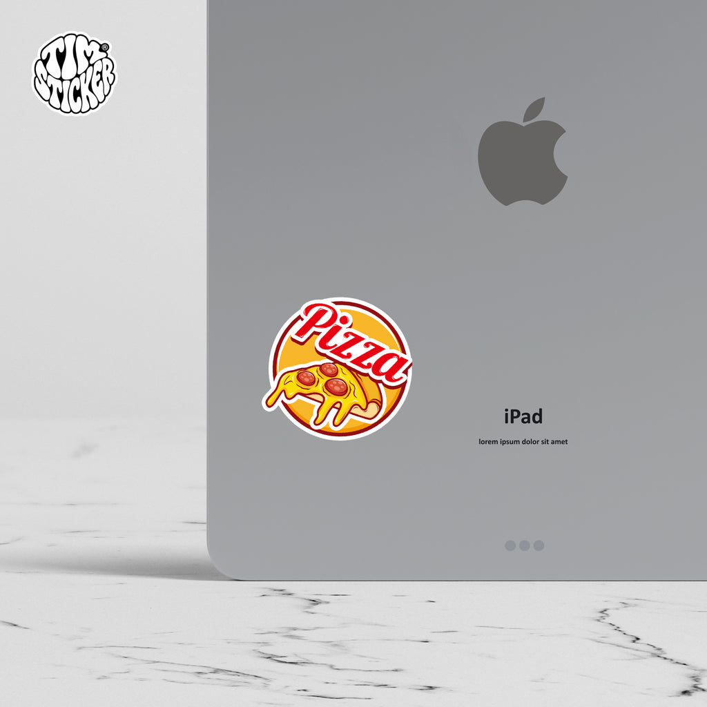 Pizza Cartoon Sticker – Fun Food Style Decal with 3M Adhesive for Cups, Laptops & Windows, 3 PCS, Not Reusable TIM STICKER®
