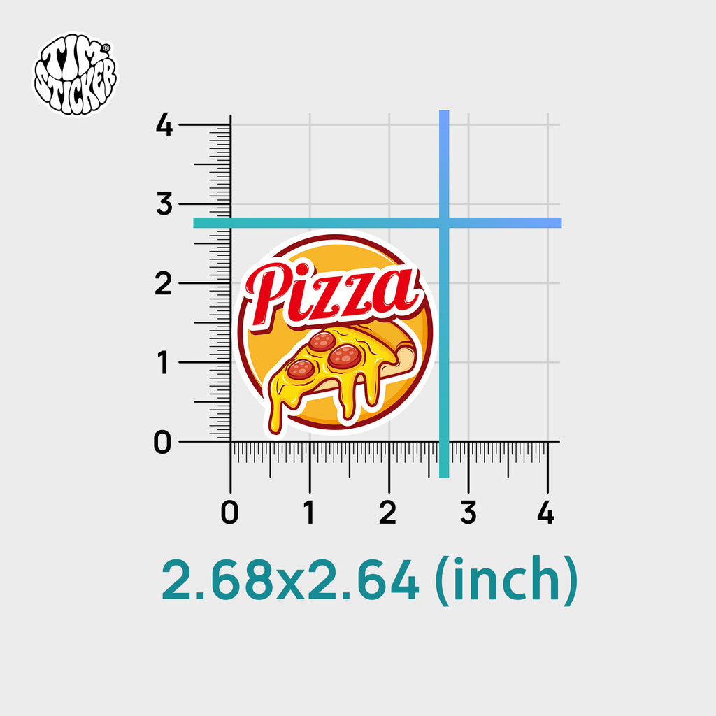 Pizza Cartoon Sticker – Fun Food Style Decal with 3M Adhesive for Cups, Laptops & Windows, 3 PCS, Not Reusable TIM STICKER®