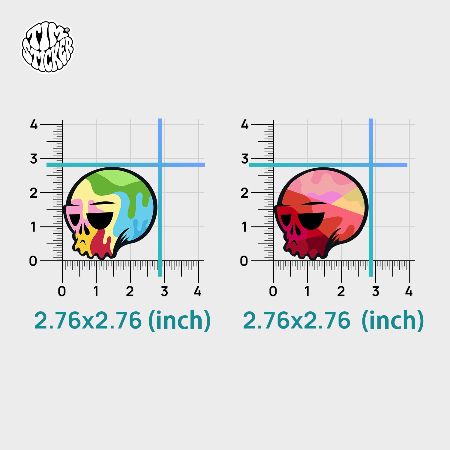 Skully Skull Graffiti Sticker – Green & Red Camo Style Decals for Cars, Laptops & Windows, 3 PCS, Not Reusable TIM STICKER®