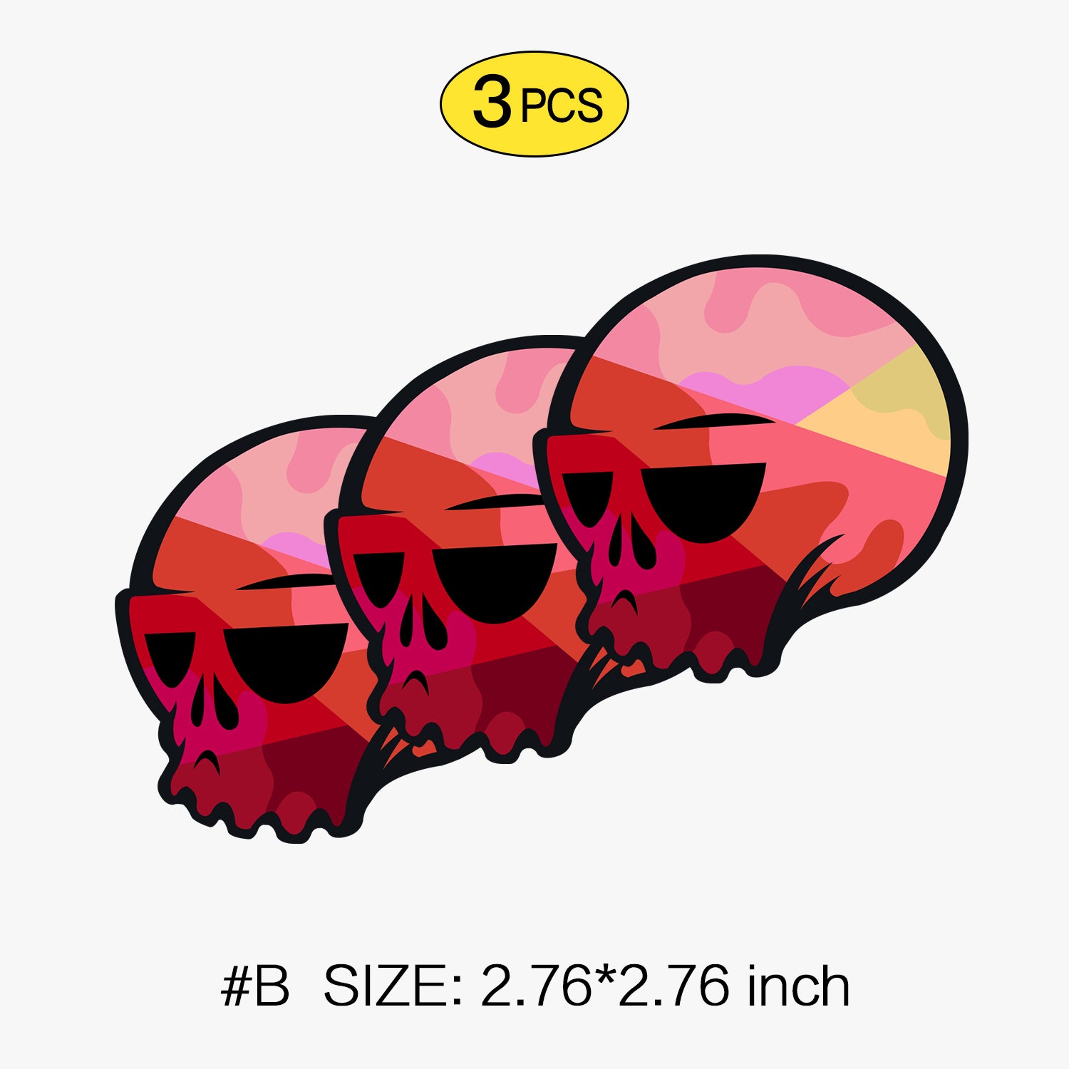 Skully Skull Graffiti Sticker – Green & Red Camo Style Decals for Cars, Laptops & Windows, 3 PCS, Not Reusable TIM STICKER®