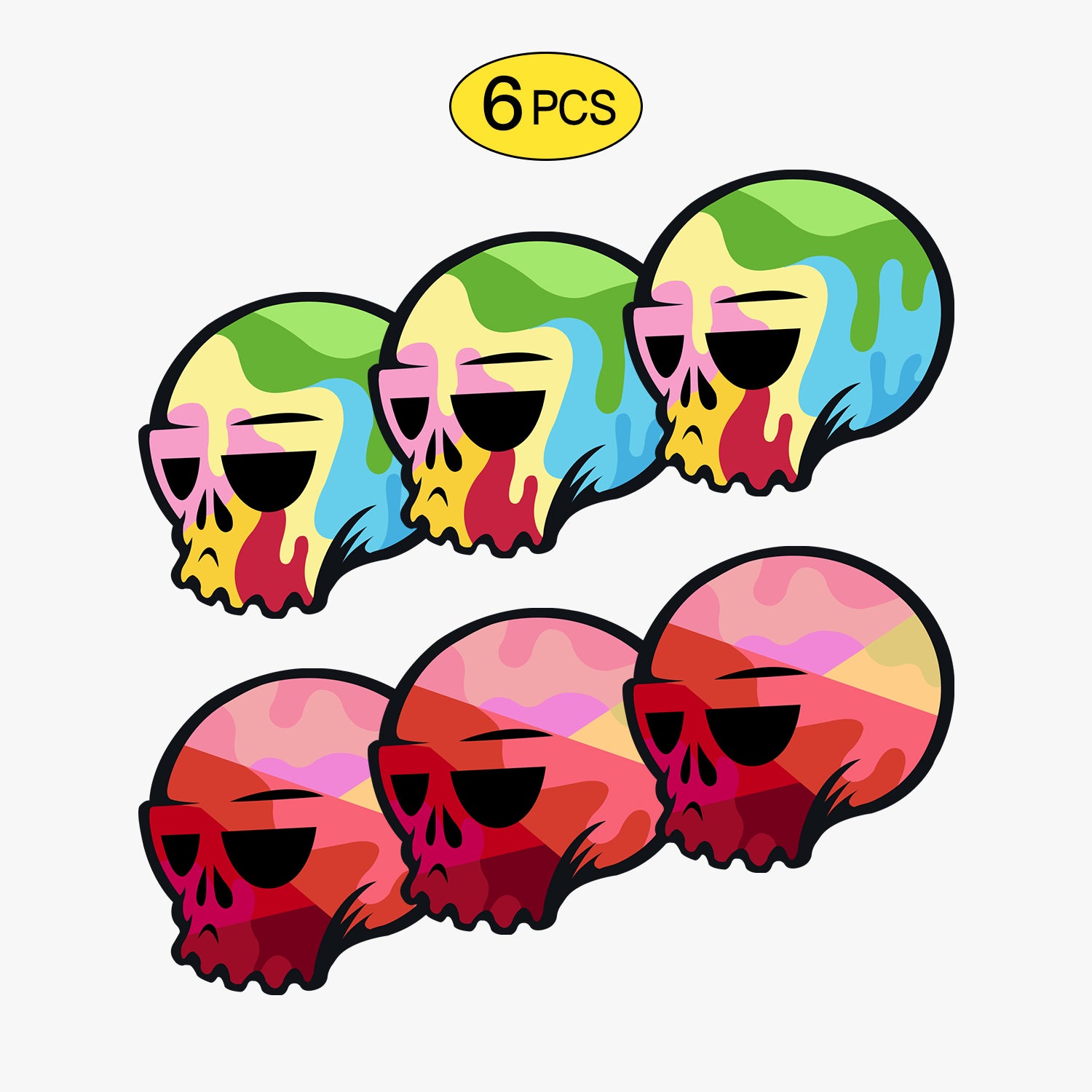 Skully Skull Graffiti Sticker – Green & Red Camo Style Decals for Cars, Laptops & Windows, 3 PCS, Not Reusable TIM STICKER®
