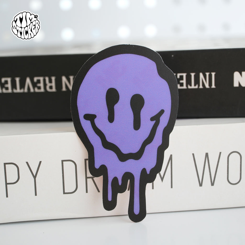 Smile Face Vinyl Sticker Minimal Happy Smiley Decal for Car Windows, Laptop & Phone, Rolling suitcase, 3 PCS, Not Reusable TIM STICKER®