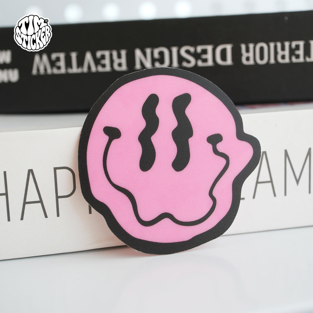 Smile Face Vinyl Sticker Minimal Happy Smiley Decal for Car Windows, Laptop & Phone, Rolling suitcase, 3 PCS, Not Reusable TIM STICKER®