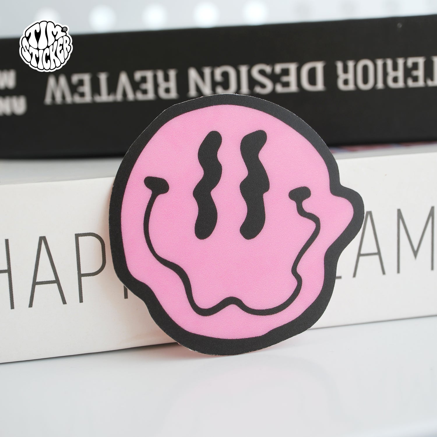 Smile Face Vinyl Sticker Minimal Happy Smiley Decal for Car Windows, Laptop & Phone, Rolling suitcase, 3 PCS, Not Reusable TIM STICKER®