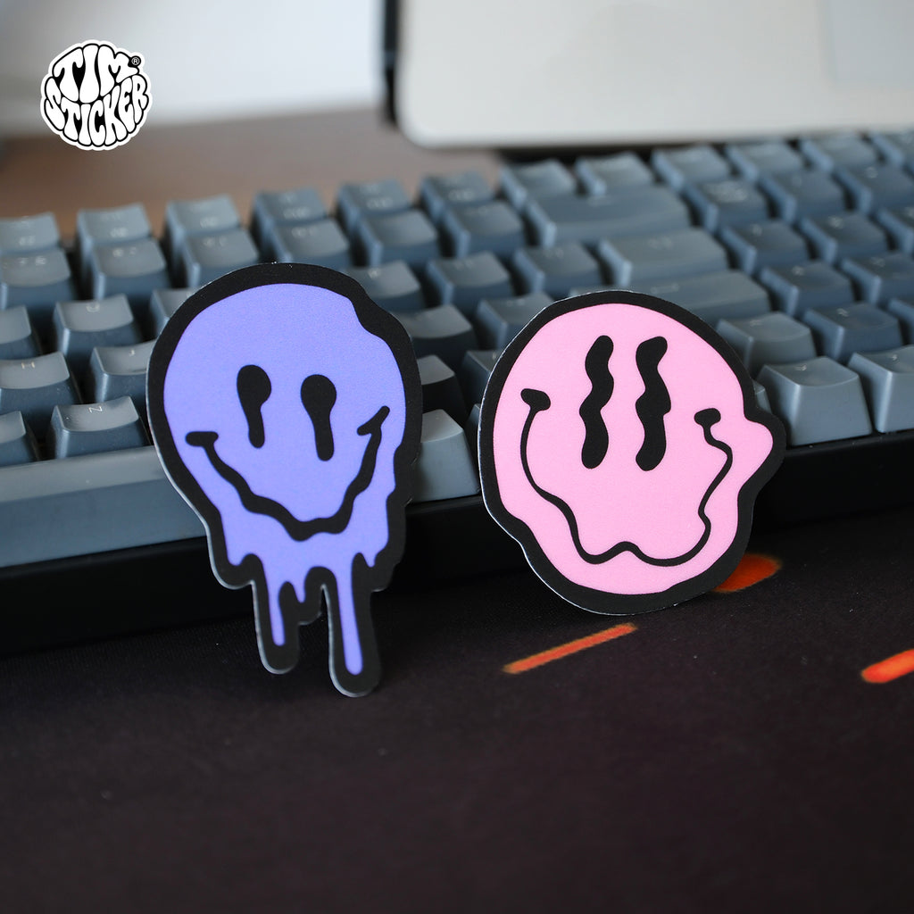 Smile Face Vinyl Sticker Minimal Happy Smiley Decal for Car Windows, Laptop & Phone, Rolling suitcase, 3 PCS, Not Reusable TIM STICKER®