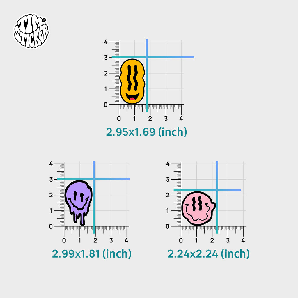 Smile Face Vinyl Sticker Minimal Happy Smiley Decal for Car Windows, Laptop & Phone, Rolling suitcase, 3 PCS, Not Reusable TIM STICKER®