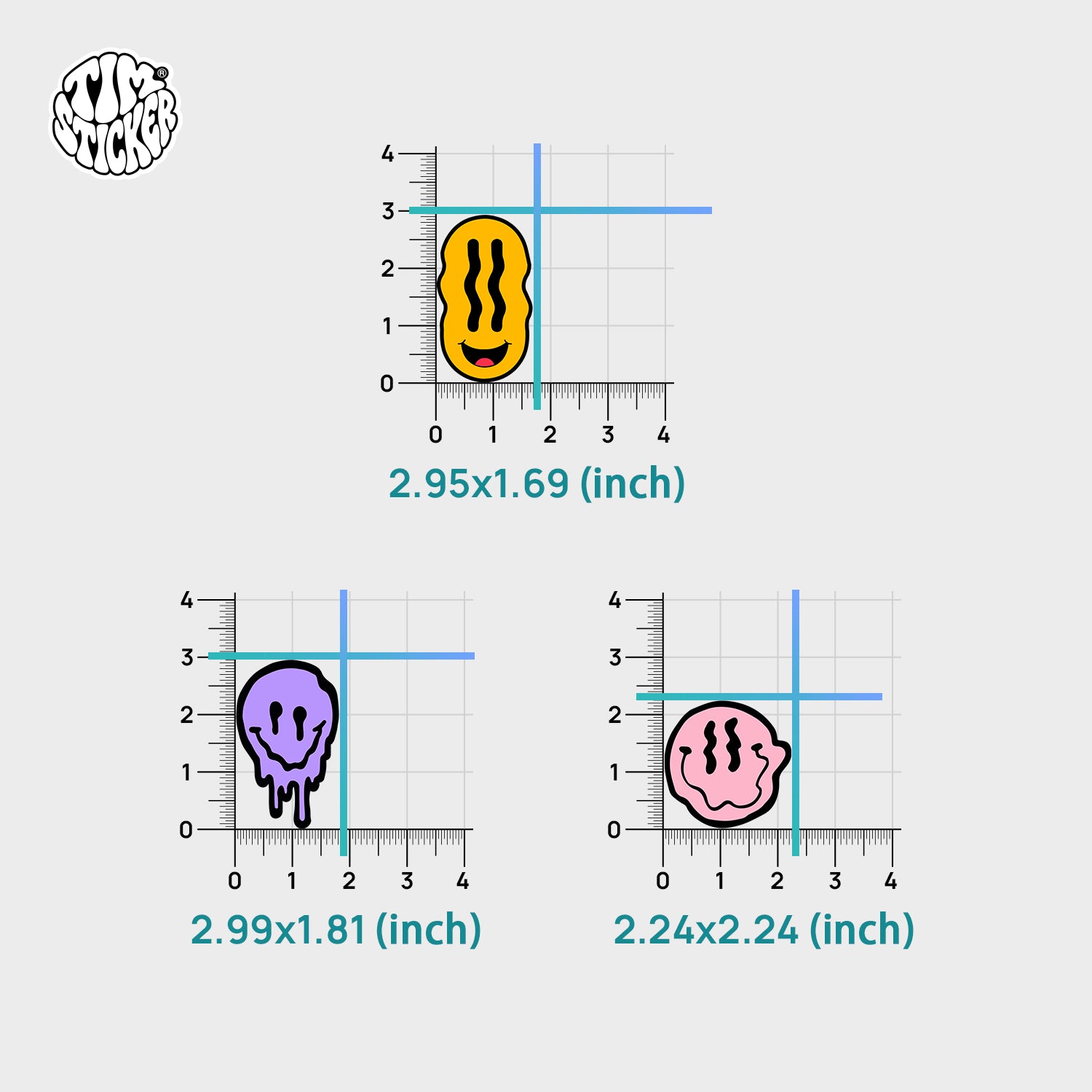 Smile Face Vinyl Sticker Minimal Happy Smiley Decal for Car Windows, Laptop & Phone, Rolling suitcase, 3 PCS, Not Reusable TIM STICKER®