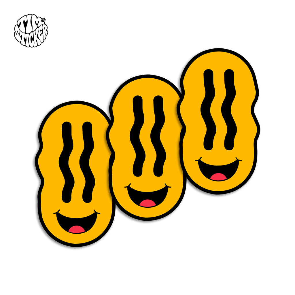 Smile Face Vinyl Sticker Minimal Happy Smiley Decal for Car Windows, Laptop & Phone, Rolling suitcase, 3 PCS, Not Reusable TIM STICKER®