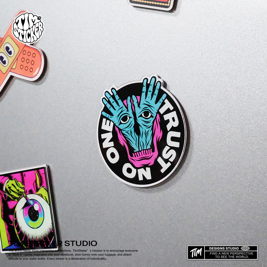 Strong Magnetic Scratch-Free "Trust No One" Refrigerator Magnets, Protects Refrigerator Surface Without Marks TIM STICKER®