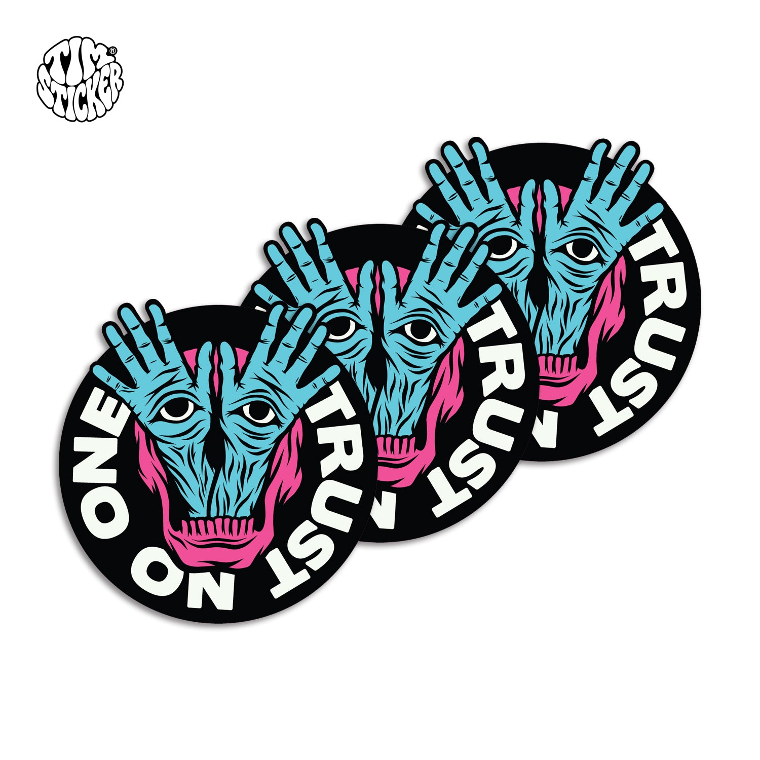 Trust no one Waterproof Stickers, Monster Hand And Eyes Vinyl Sticker Style Decal for Laptop, Water Bottle, Car, Skateboard, 3 PCS, Not Reusable TIM STICKER®