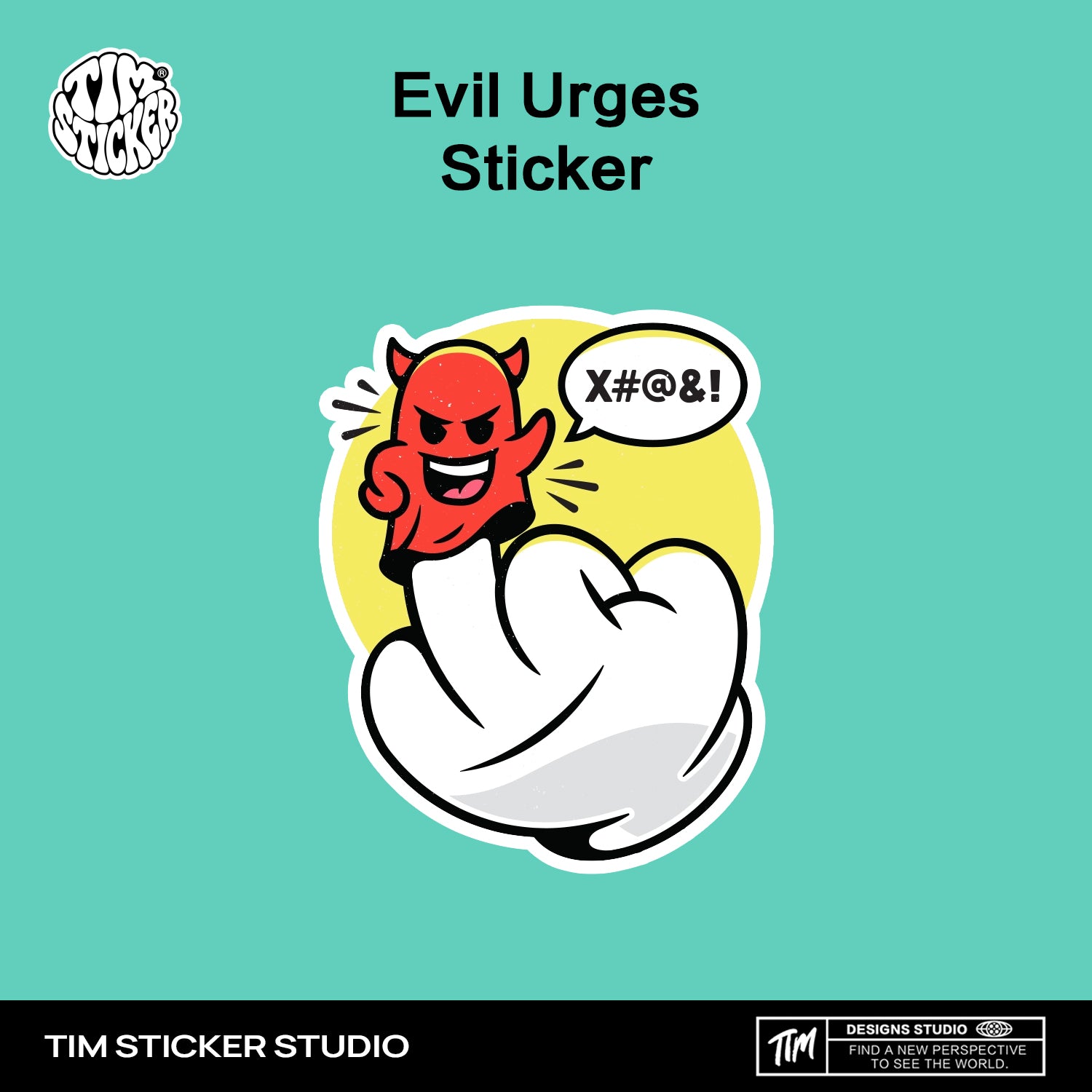 Evil Urges Cartoon Hand Gesture Sticker – Funny Attitude Vinyl Decal for Cars, Laptops & Windows, 3 PCS, Not Reusable, TIM STICKER®