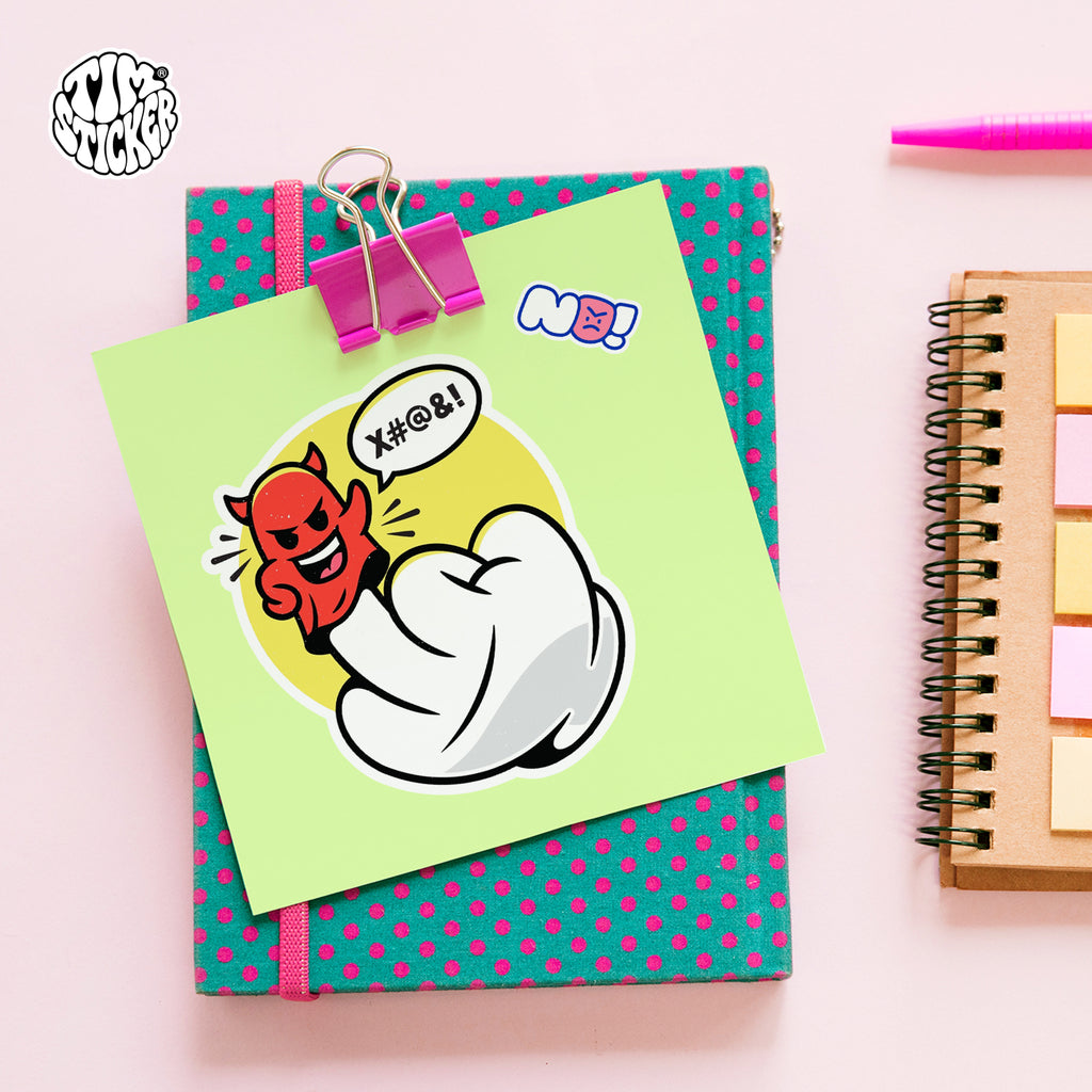 Evil Urges Cartoon Hand Gesture Sticker – Funny Attitude Vinyl Decal for Cars, Laptops & Windows, 3 PCS, Not Reusable, TIM STICKER®