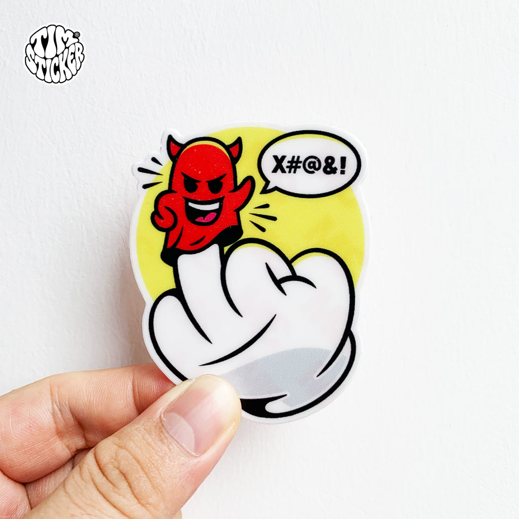 Evil Urges Cartoon Hand Gesture Sticker – Funny Attitude Vinyl Decal for Cars, Laptops & Windows, 3 PCS, Not Reusable, TIM STICKER®