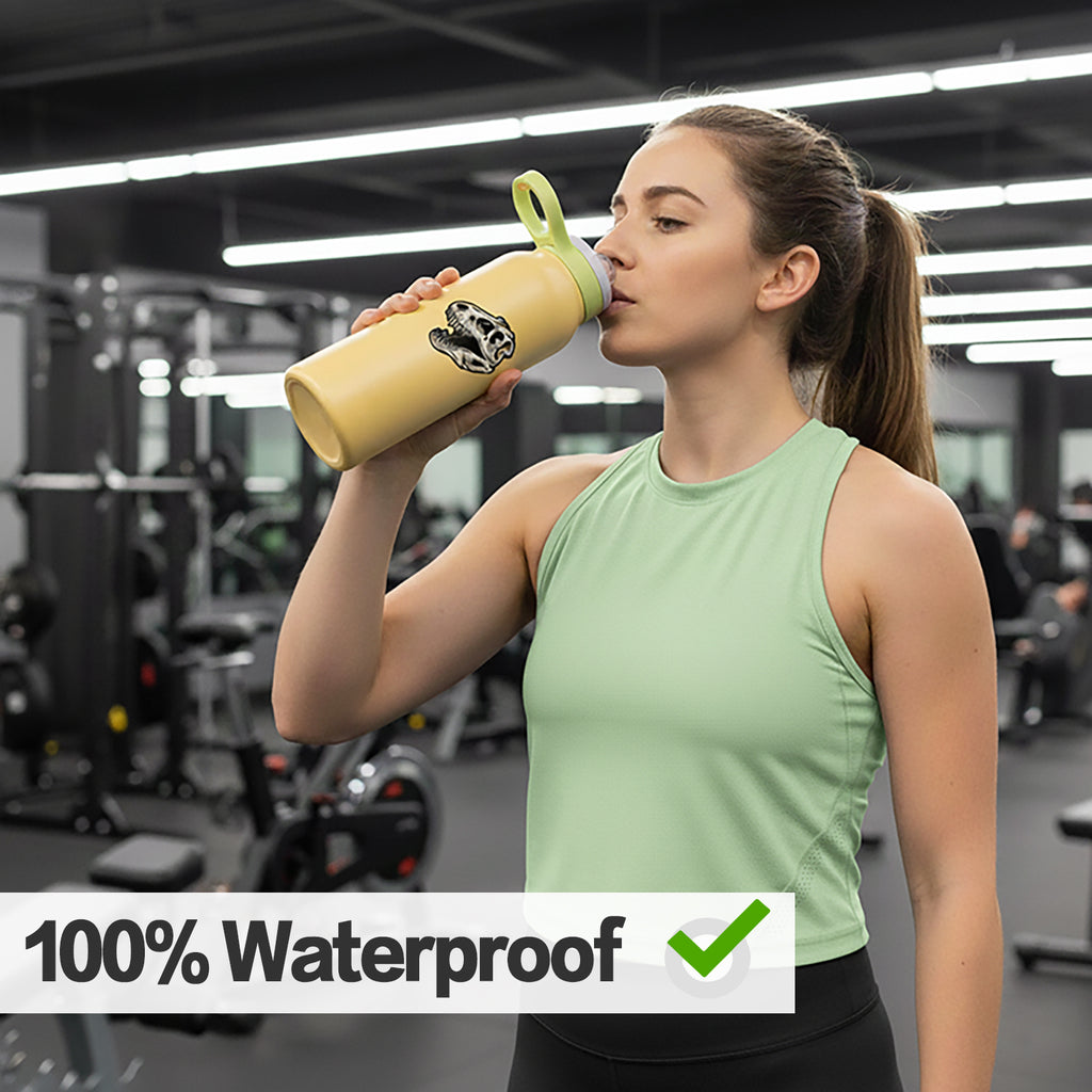 Tyrannosaur Skull Water Bottle Stickers, Waterproof & Grit Texture, 3 PCS, Not Reusable TIM STICKER®