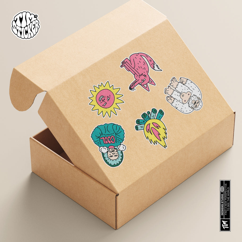 Winter Character Graffiti Sticker Pack – Hand-Drawn Style Vinyl Decal for Water Bottle, Laptops & Skate Gear, 3 PCS, Temporarily Reusable, TIM STICKER®