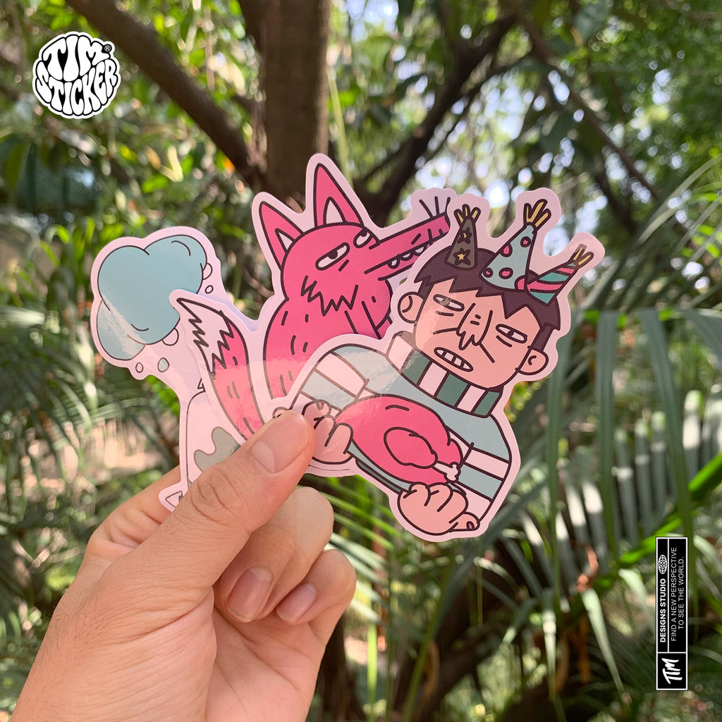 Winter Character Graffiti Sticker Pack – Hand-Drawn Style Vinyl Decal for Water Bottle, Laptops & Skate Gear, 3 PCS, Temporarily Reusable, TIM STICKER®