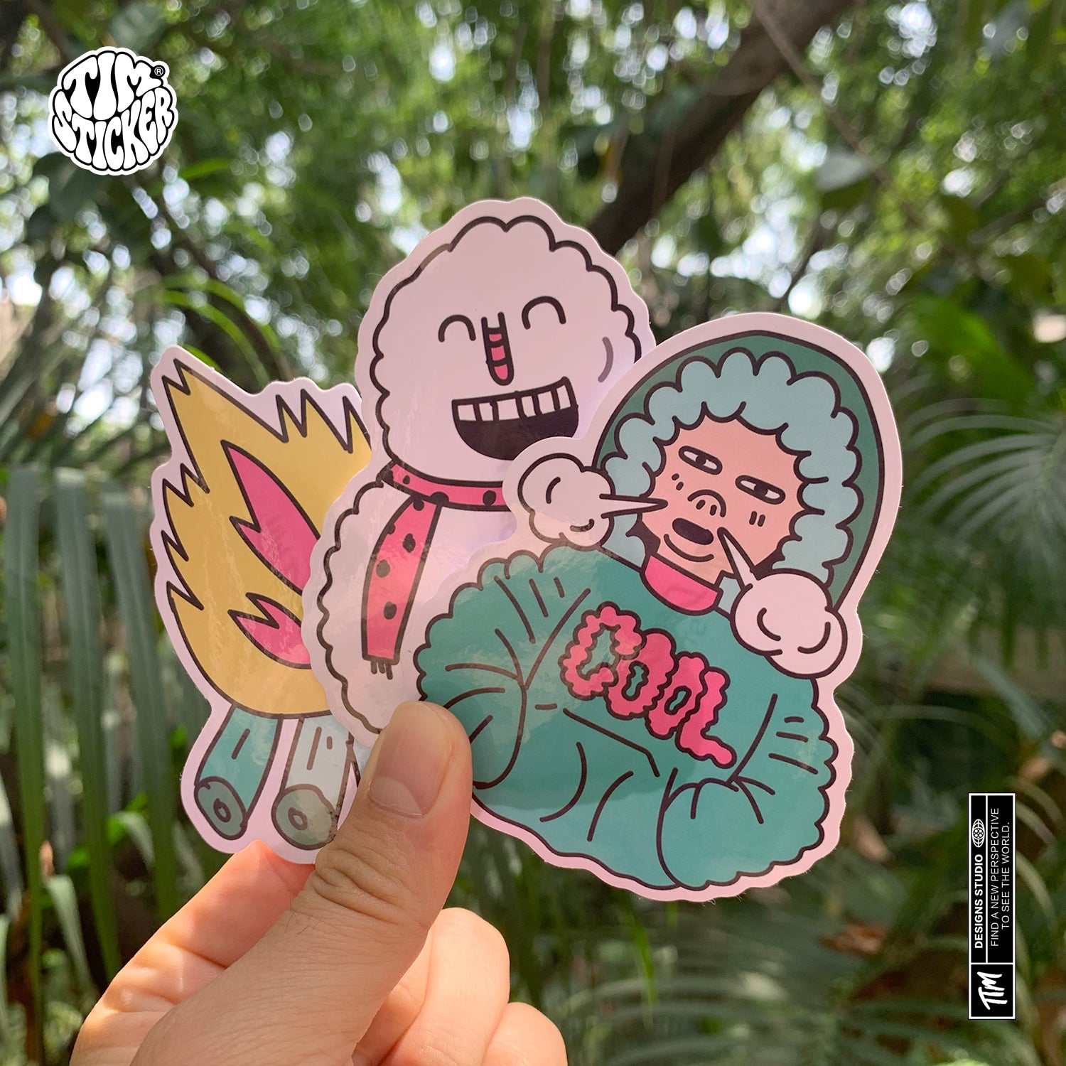 Winter Character Graffiti Sticker Pack – Hand-Drawn Style Vinyl Decal for Water Bottle, Laptops & Skate Gear, 3 PCS, Temporarily Reusable, TIM STICKER®