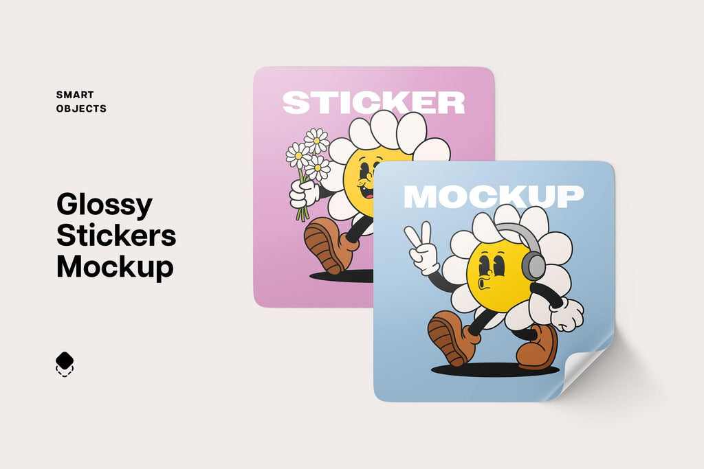 Glossy Stickers Mockup
