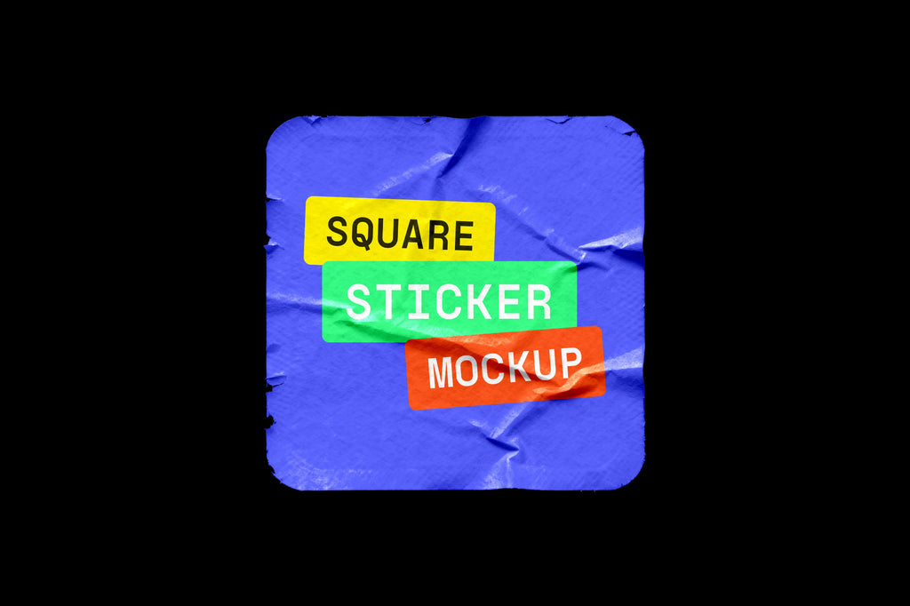 Glued & Worn Rectangle Sticker Mockup