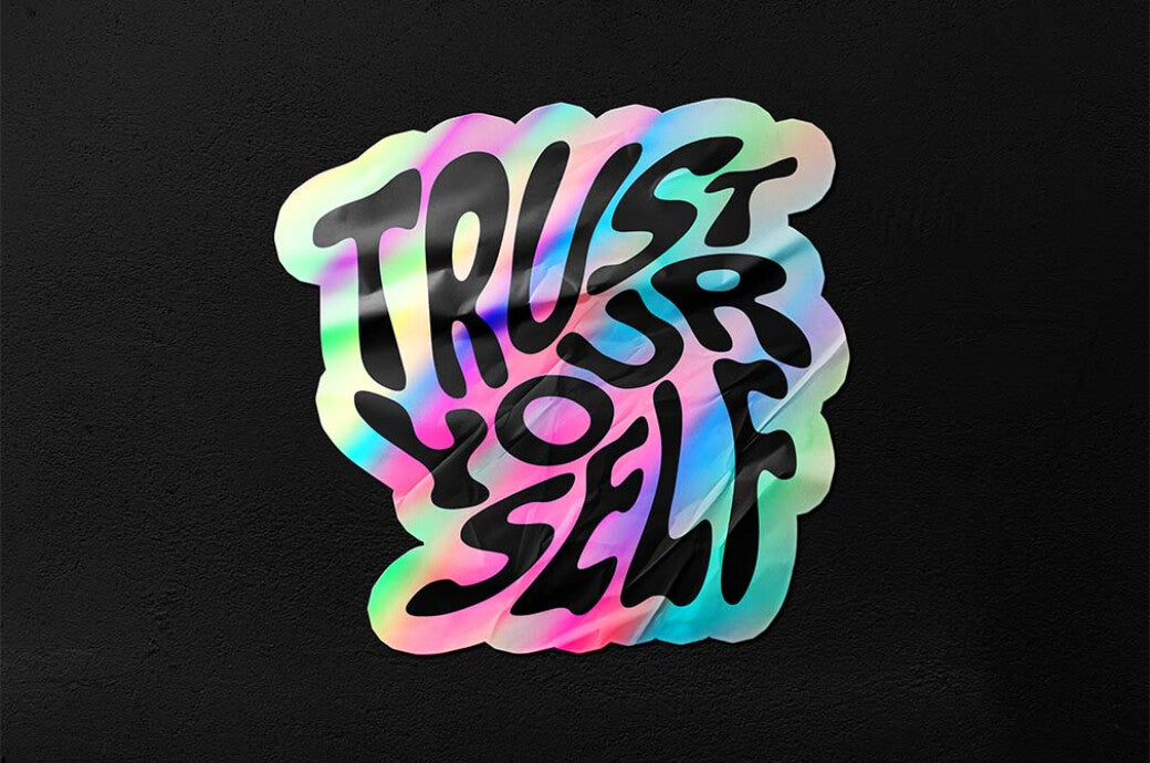 Holo Wrinkled Sticker Mockup