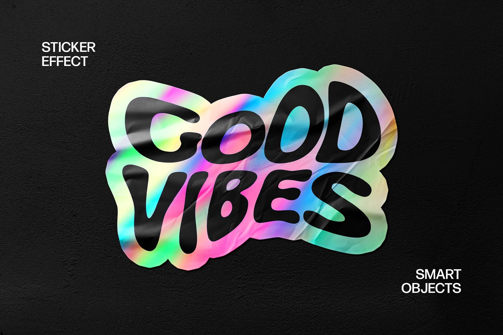 Holo Wrinkled Sticker Mockup