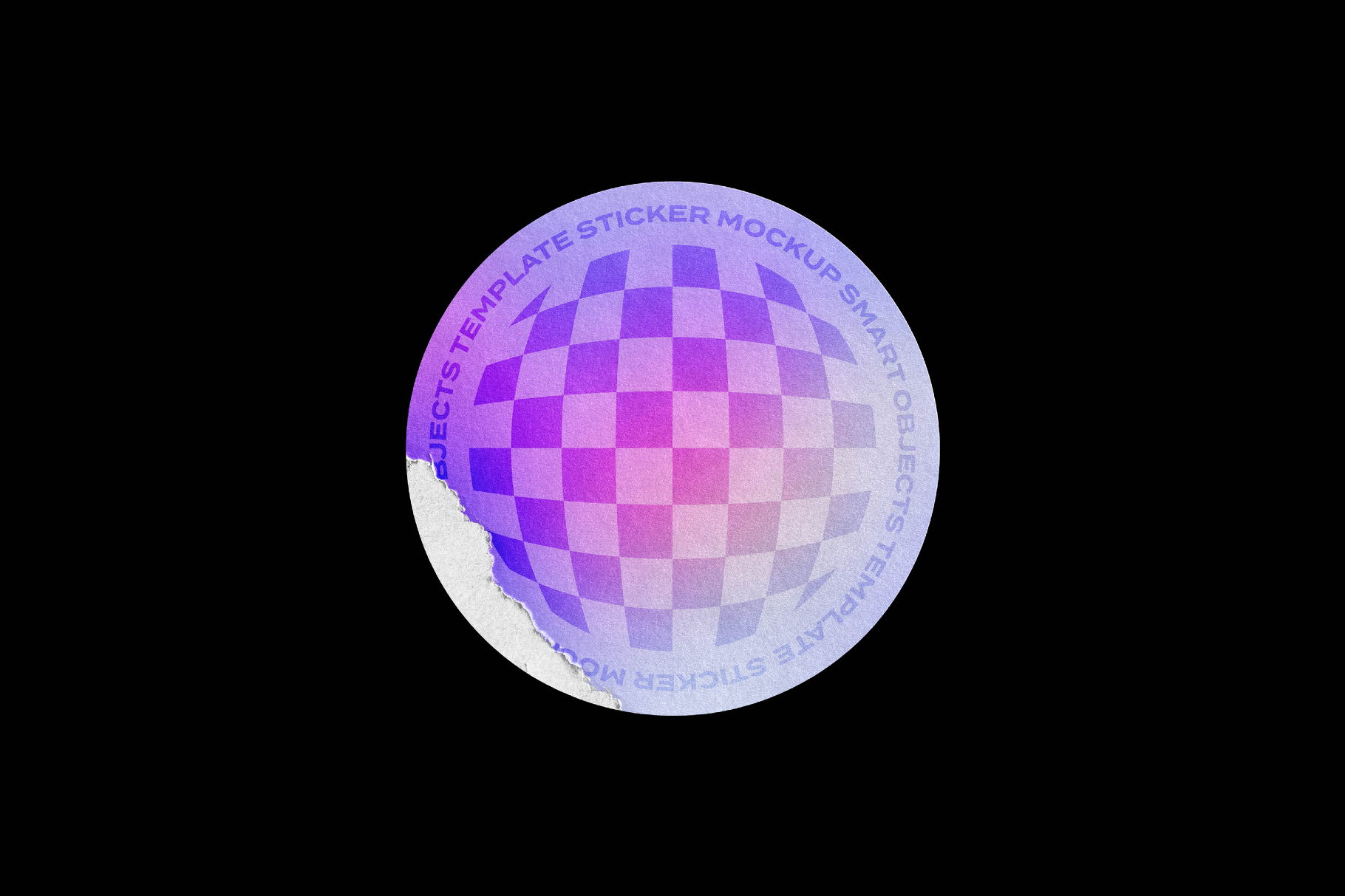 Ripped Round Paper Sticker Mockup