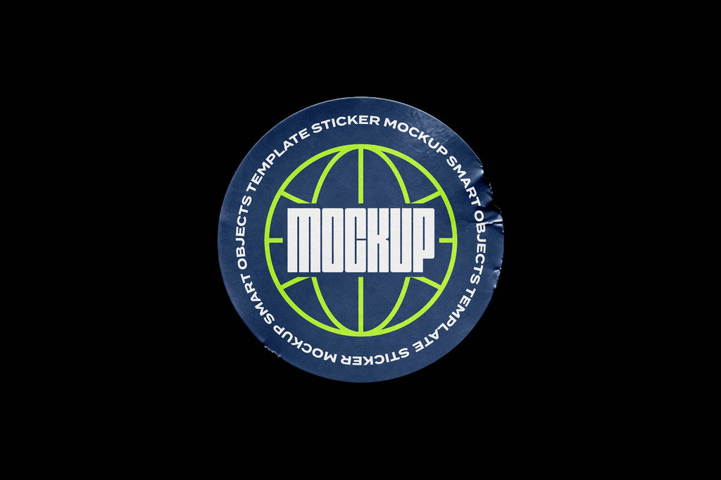 Round Sticker Mockup with Wrinkles & Edge Dent