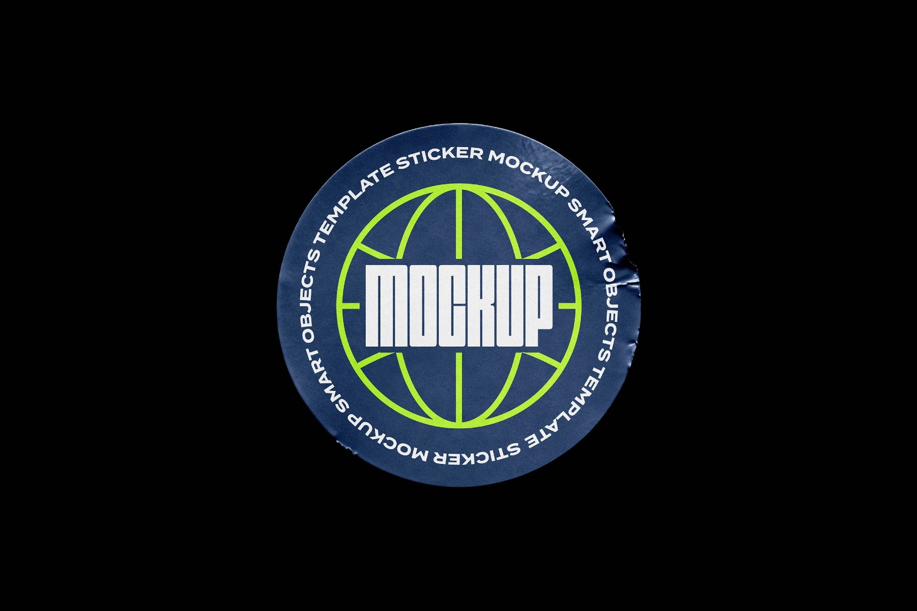 Round Sticker Mockup with Wrinkles & Edge Dent