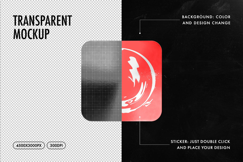 Square Metallic Sticker Mockup