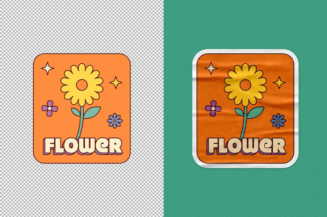 Wrinkled Glossy Sticker Mockup